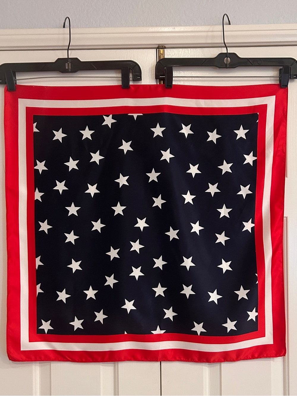 Patriotic Stars and Stripes Silky Scarf 27 x 27 inches